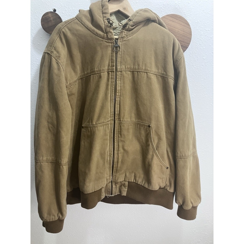 GH Bass Canvas Jacket Mens XXL Brown Sherpa Lined Hooded Workwear Outdoor